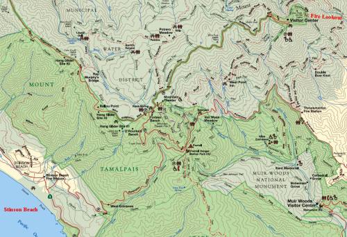 Trail map of Mt. Tam.