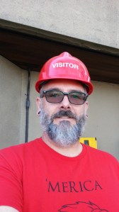 All gussied up for my tour of a sewage plant.