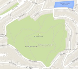 Mt Davidson and the immediate surroundings.